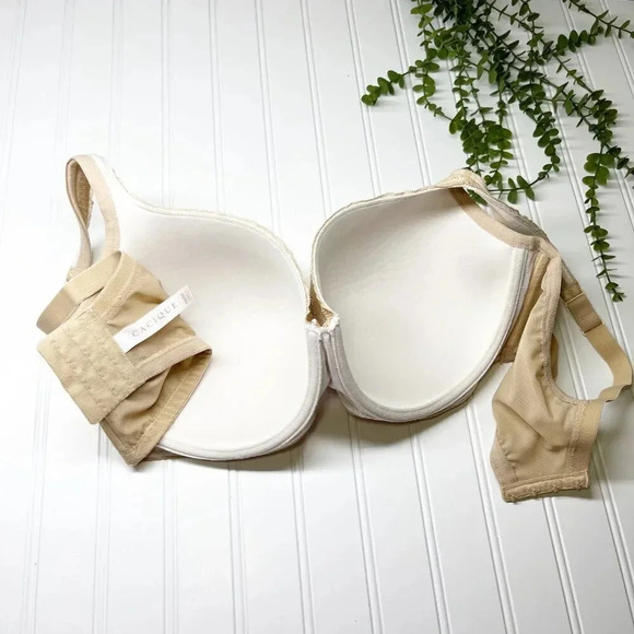 Cacique - Lane Bryant Cream Modern Lace Lightly Lined Balconette Bra 42DDD - Picture 3 of 5